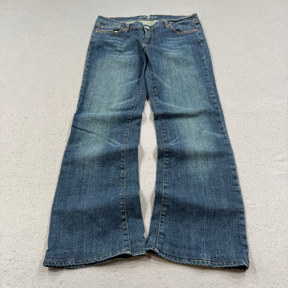 7 For All Mankind Jeans Womens 31 Blue Denim Bootcut Relaxed Fit Medium Wash USA